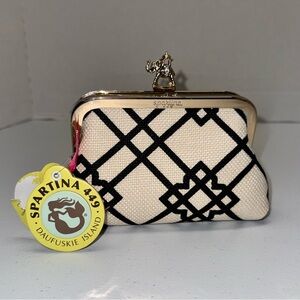 Spartina 449 Seven Oaks Yacht Club Coinpurse Black Cream Gold Elephant Clasp